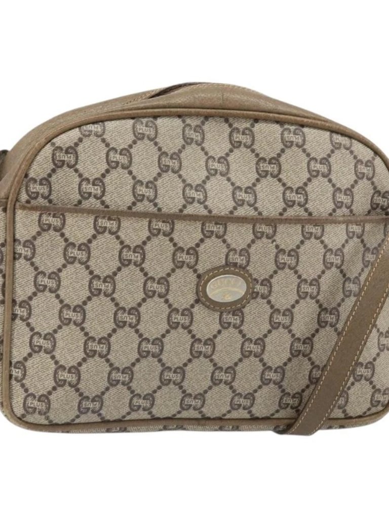 Gucci Gg Plus Supreme Shoulder Bag Pvc Beige Gold Auth Bs33293